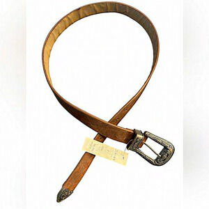 NWT  CS Clothing LAWestern Style Belt Light Brown‎ Silver Length 41” Width 1”